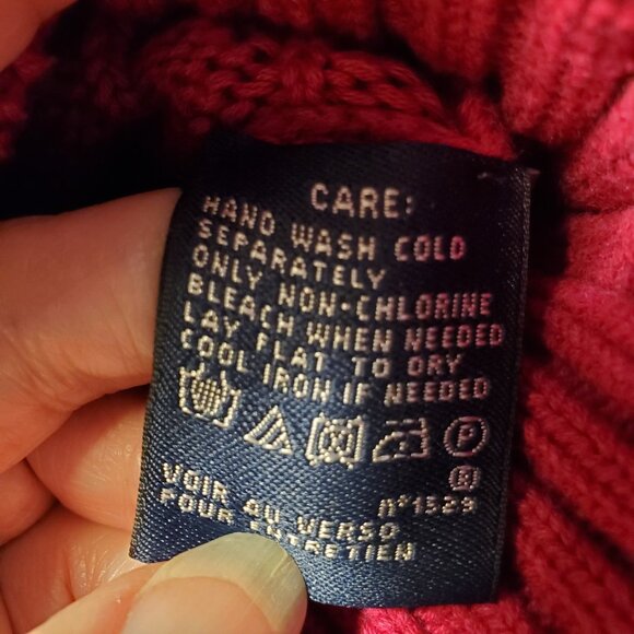 RALPH LAUREN SPORT SZ XL Women's 100% Cotton Cable Knit V-Neck Sweater Fuchsia - Picture 7 of 7